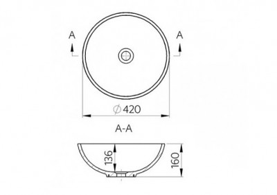 LAVOAR KIERROS ROUND 42, H.16 CM, FARA ORIFICIU BATERIE SI PREAPLIN, ALB